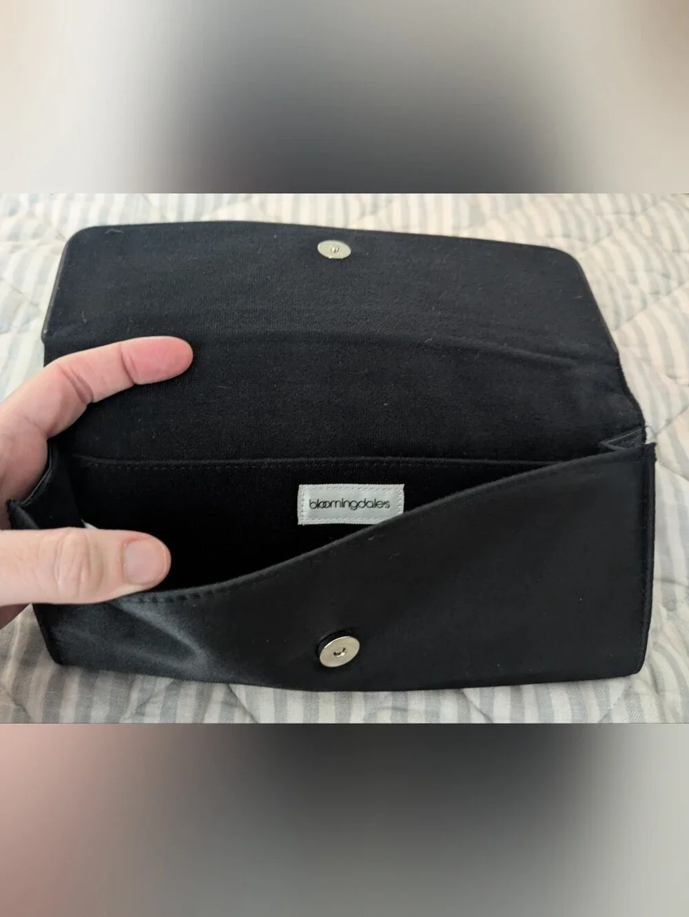 Little Black Convertible Clutch By Bloomingdale's With Unused Strap